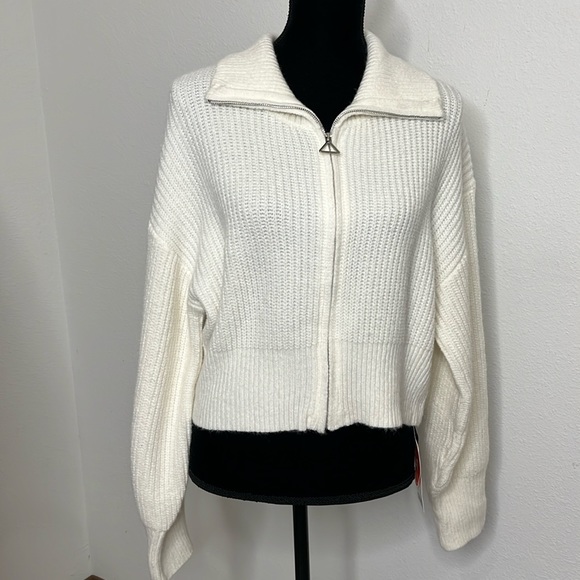 Cider Sweaters - CIDER size 2XL Cropped Cardigan zip Polo Cardigan V Neck Rib Cuff Long Sleeve